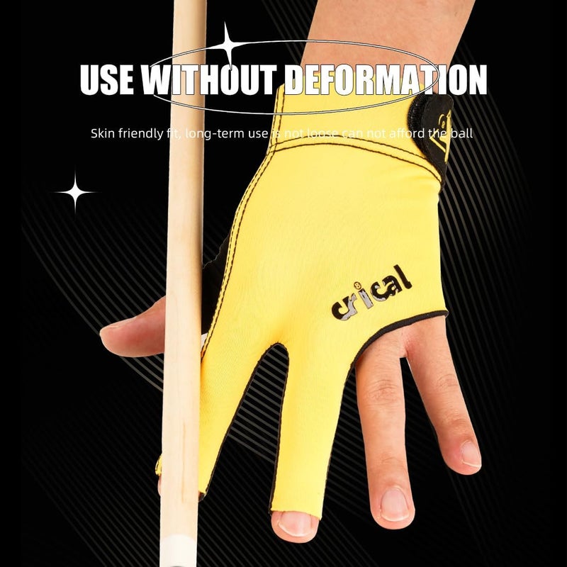 CRICAL Professional Billiard Glove for Pool, 3-Finger Design with Thick Lycra & Non-Slip Grip for Men and Women, Billiard Cue Accessories for Improved Control and Practice - Image 3